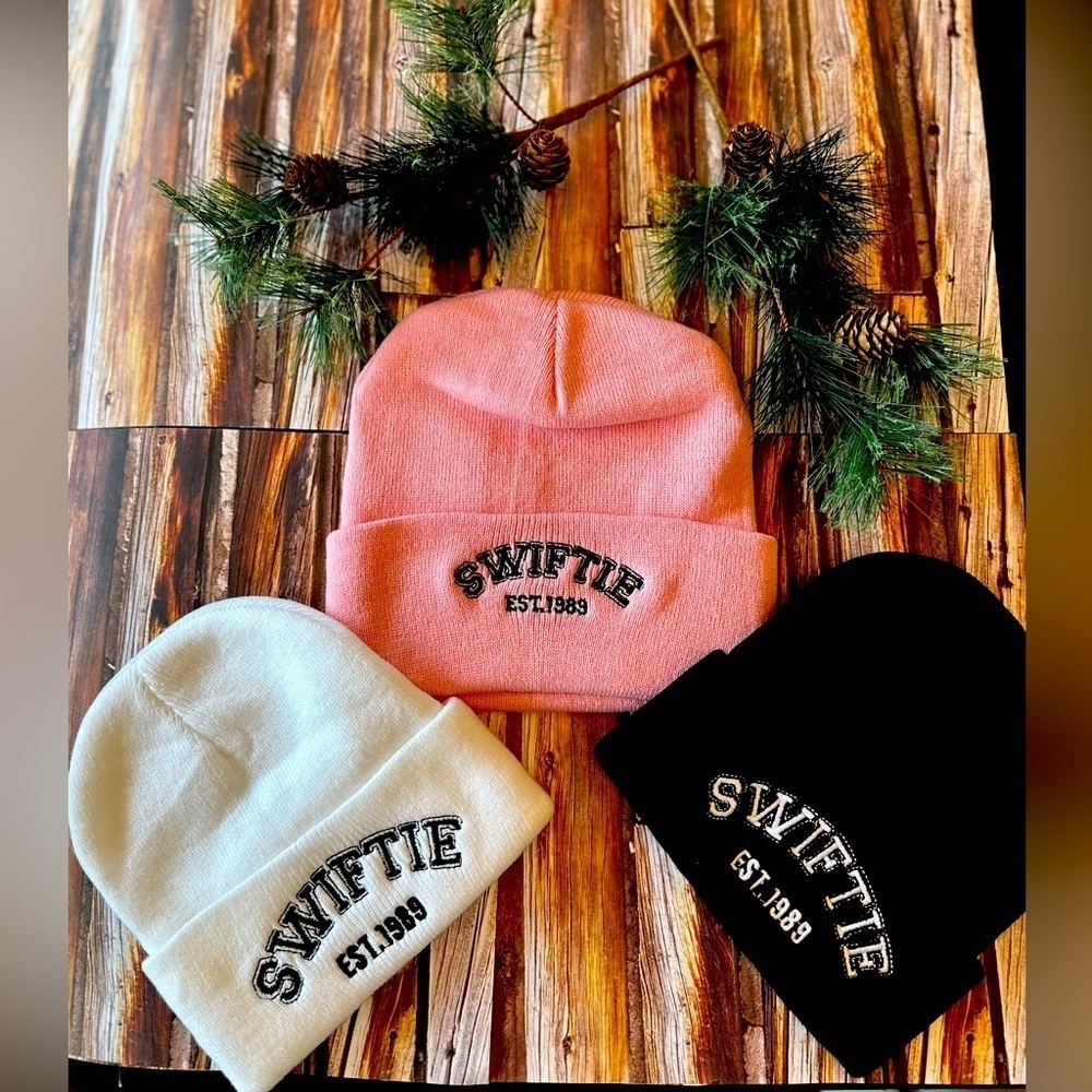 Swiftie embroidered knit beanie hats! brand new !  Choose  pink, black or white